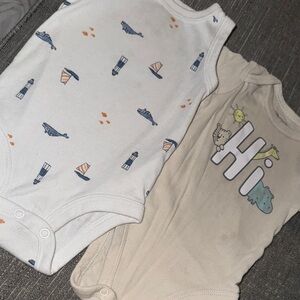 Carter's White and Cream Nautical and Animal Bodysuits